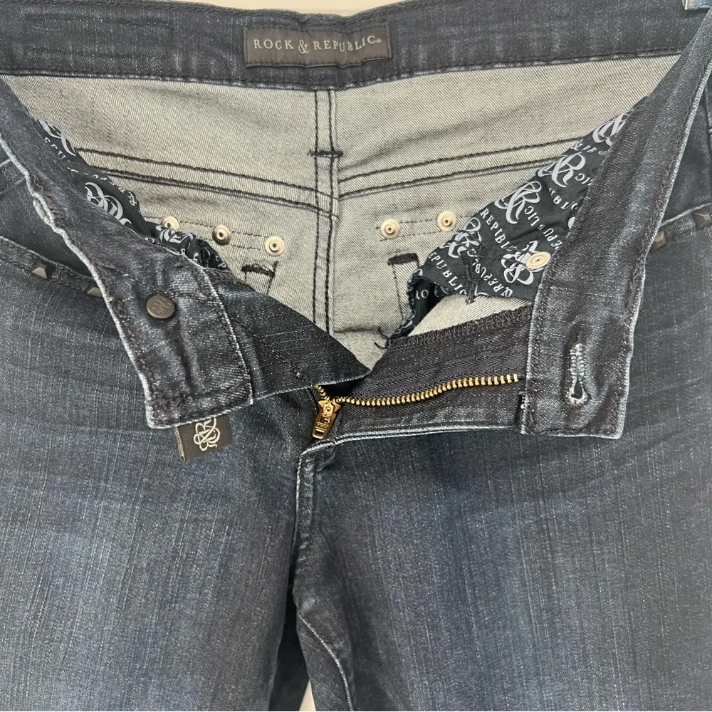 Rock & Republic Women's Size 8 Kasandra Stretch Bootcut Denim Jeans Studded READ - Picture 10 of 14